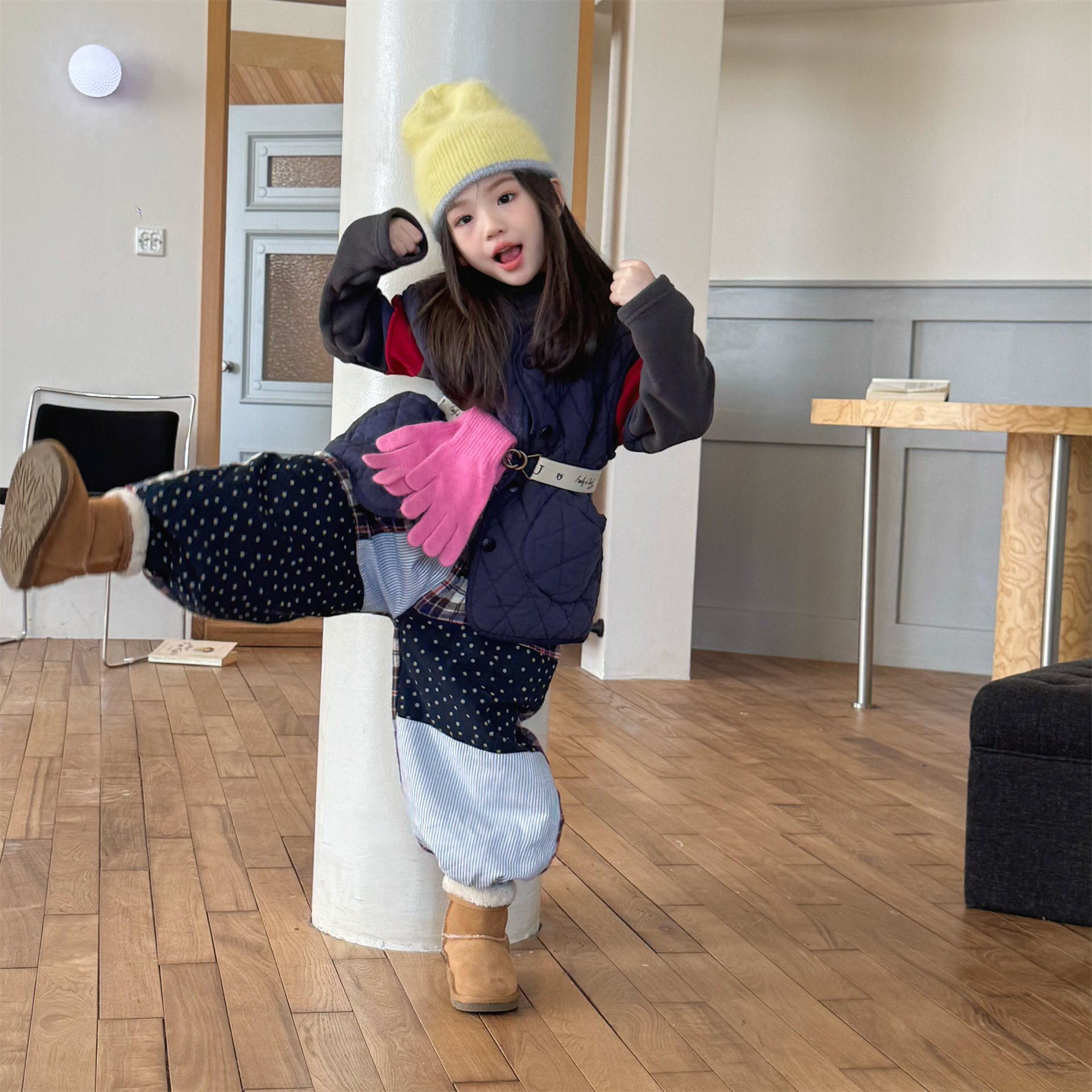 Kids Warm Patchwork Casual Pants