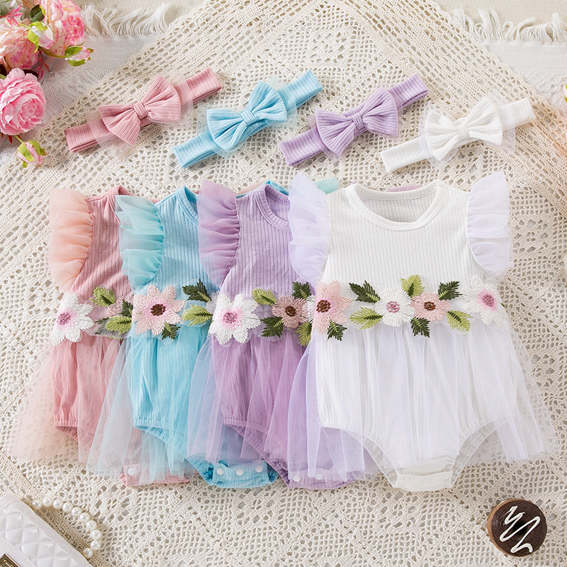 Baby Daisy Pastoral Bodysuit with Headband