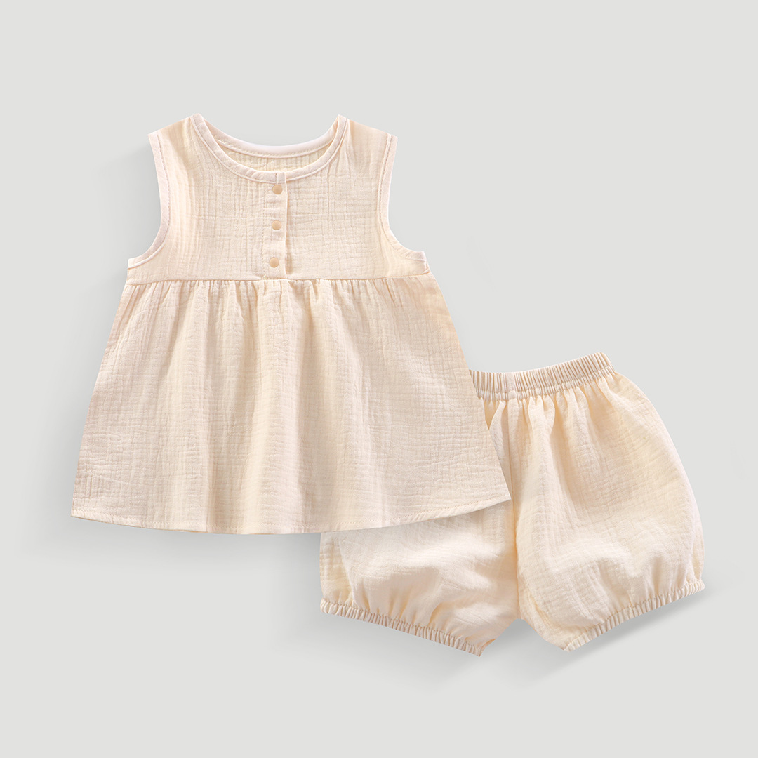 Toddler 2-Piece Solid Color Sleeveless Gauze Set