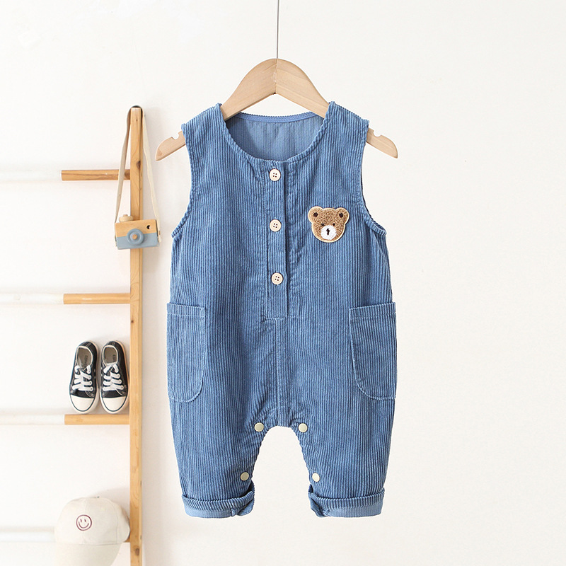 Baby Toddler Bear and Smile Fleecing Overalls