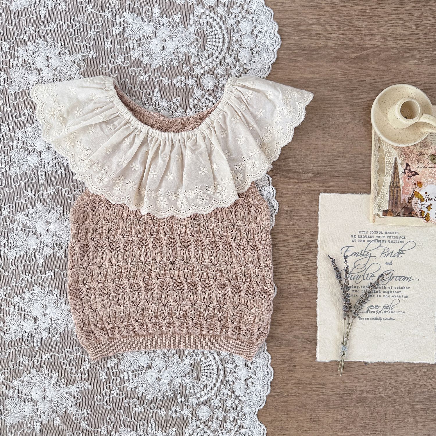 Baby Toddler Girl Embroidered Lapel Knitted Vest