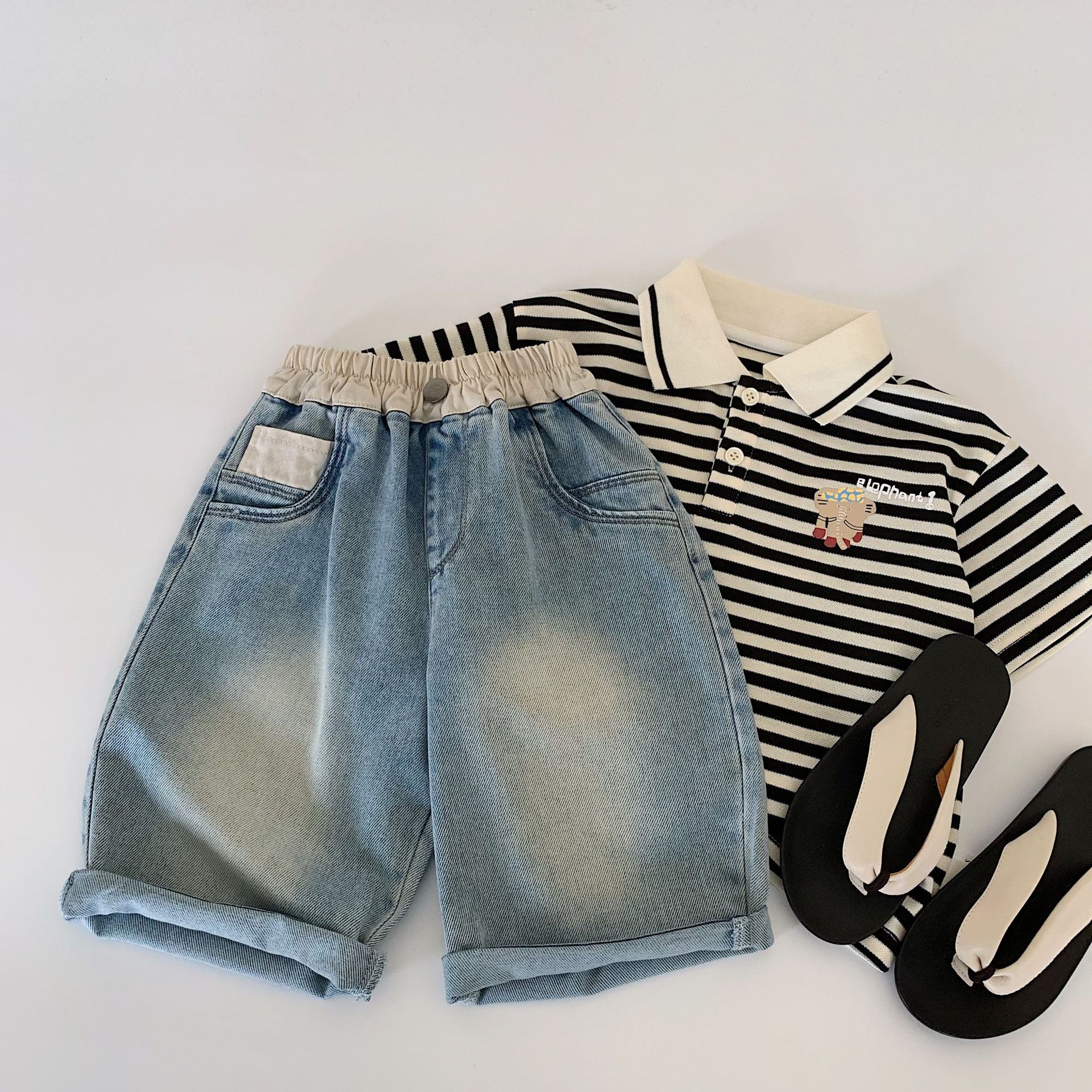 Toddler Boy Contrast Color Casual Loose Jeans