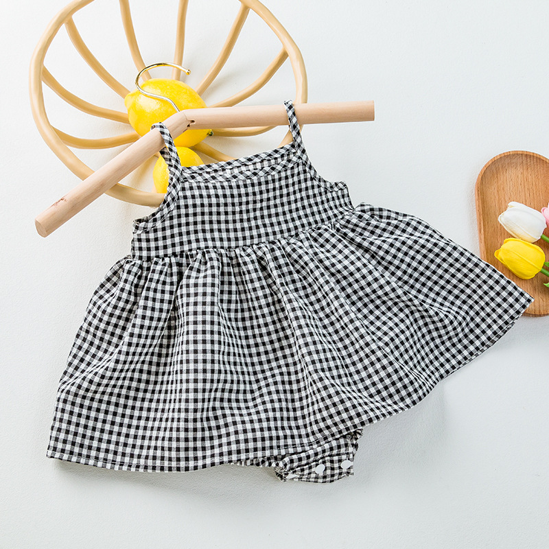 Baby Plaid Skirted Suspender Bodysuit