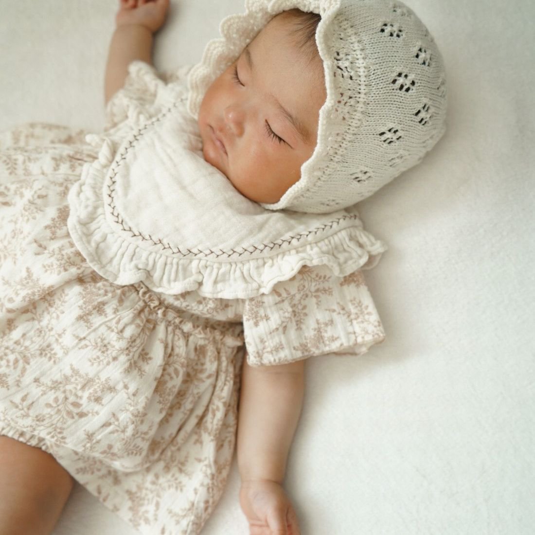 Baby Floral Skirted Beige Bodysuit