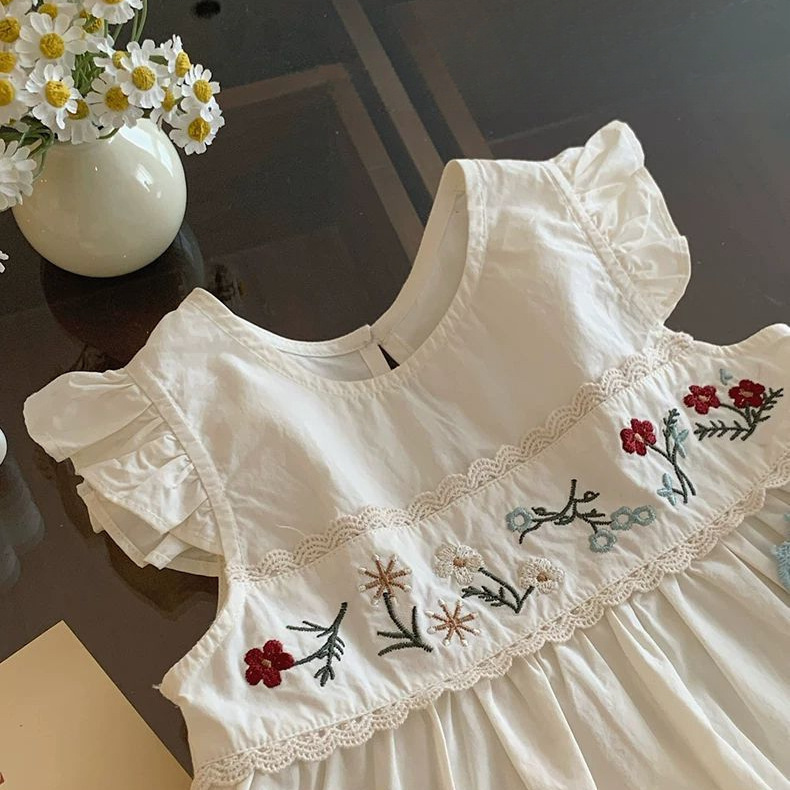 Toddler & Kids Embroidery Flowers Tnak and Pants 2-Piece Set