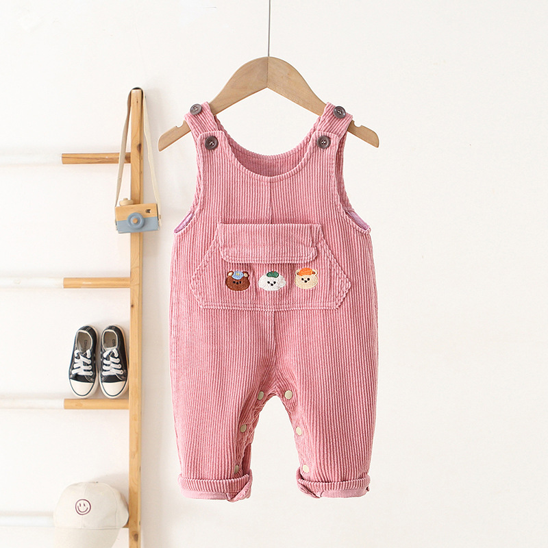 Baby Toddler Three Bear Embroidered Overalls