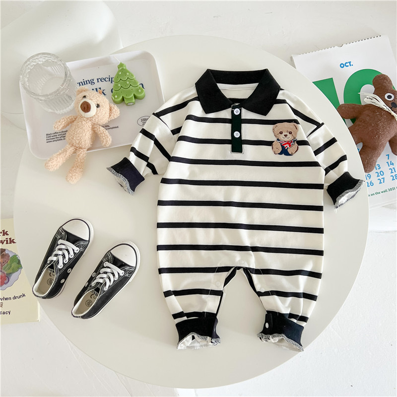 Baby Bear Stripe Polo Romper