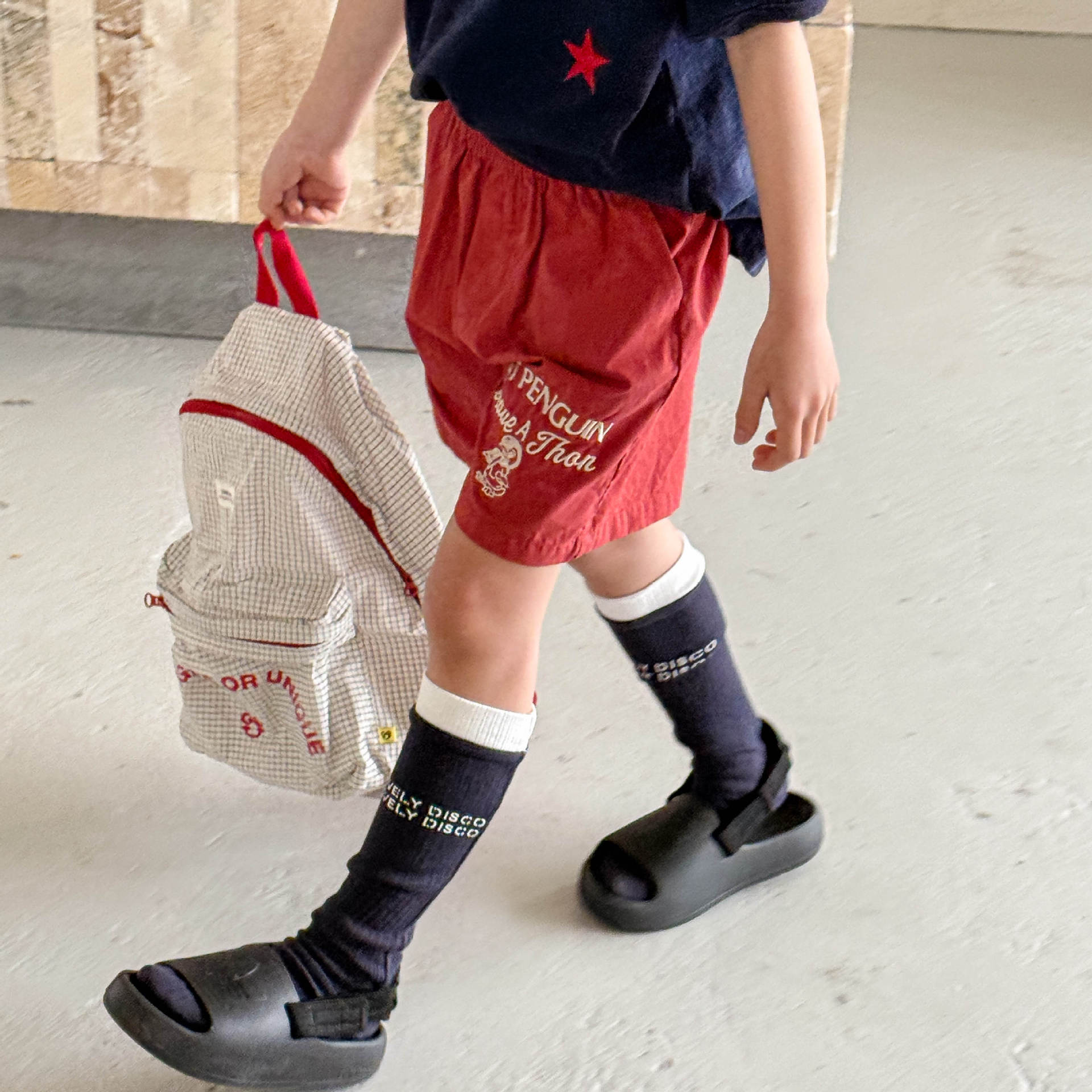 Toddler Penguins Embroidery Contrast Shorts