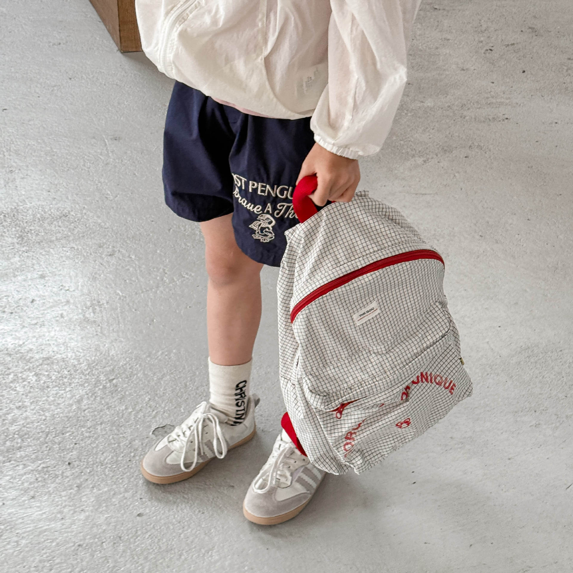 Toddler Penguins Embroidery Contrast Shorts