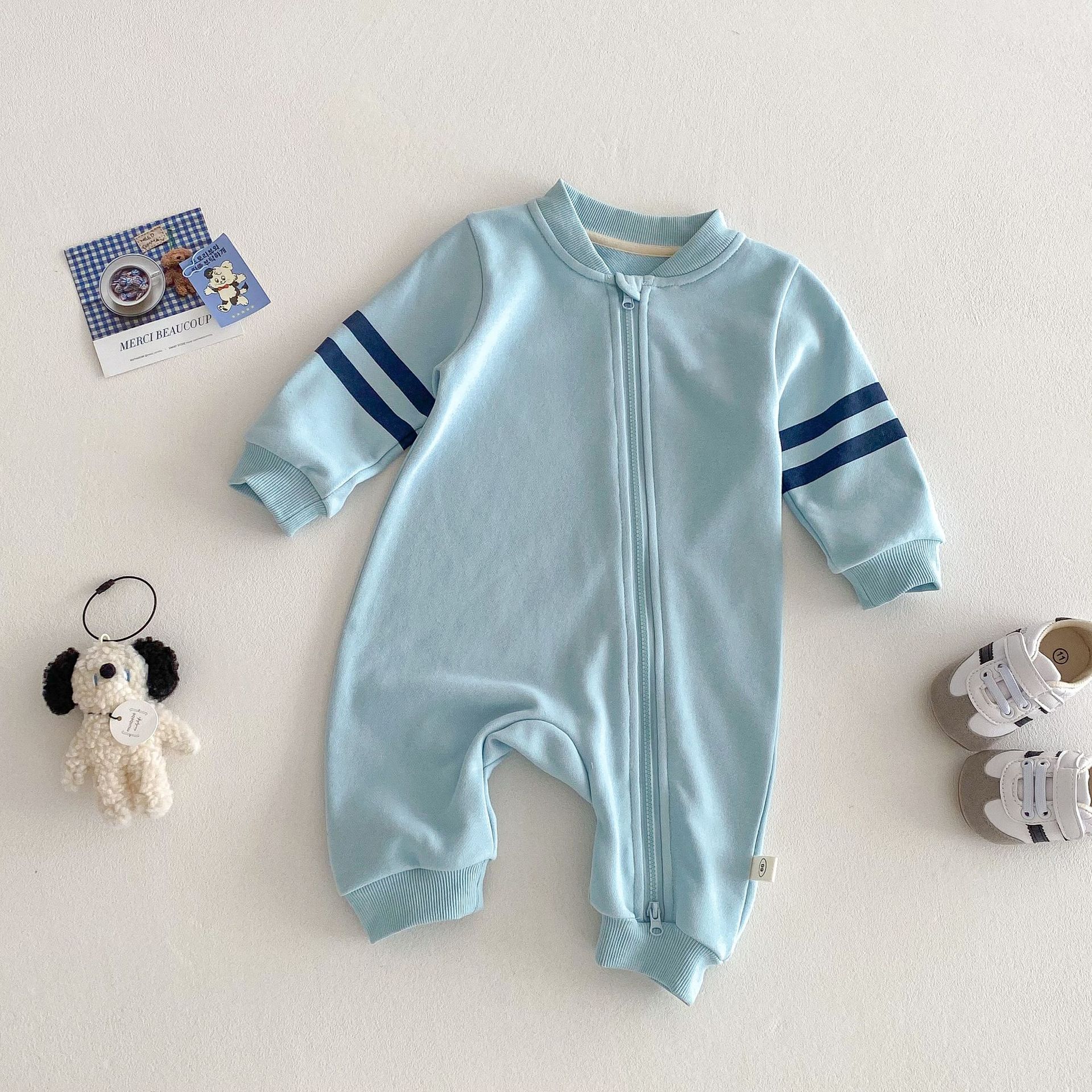 Baby Baseball Collar Jumpsuit