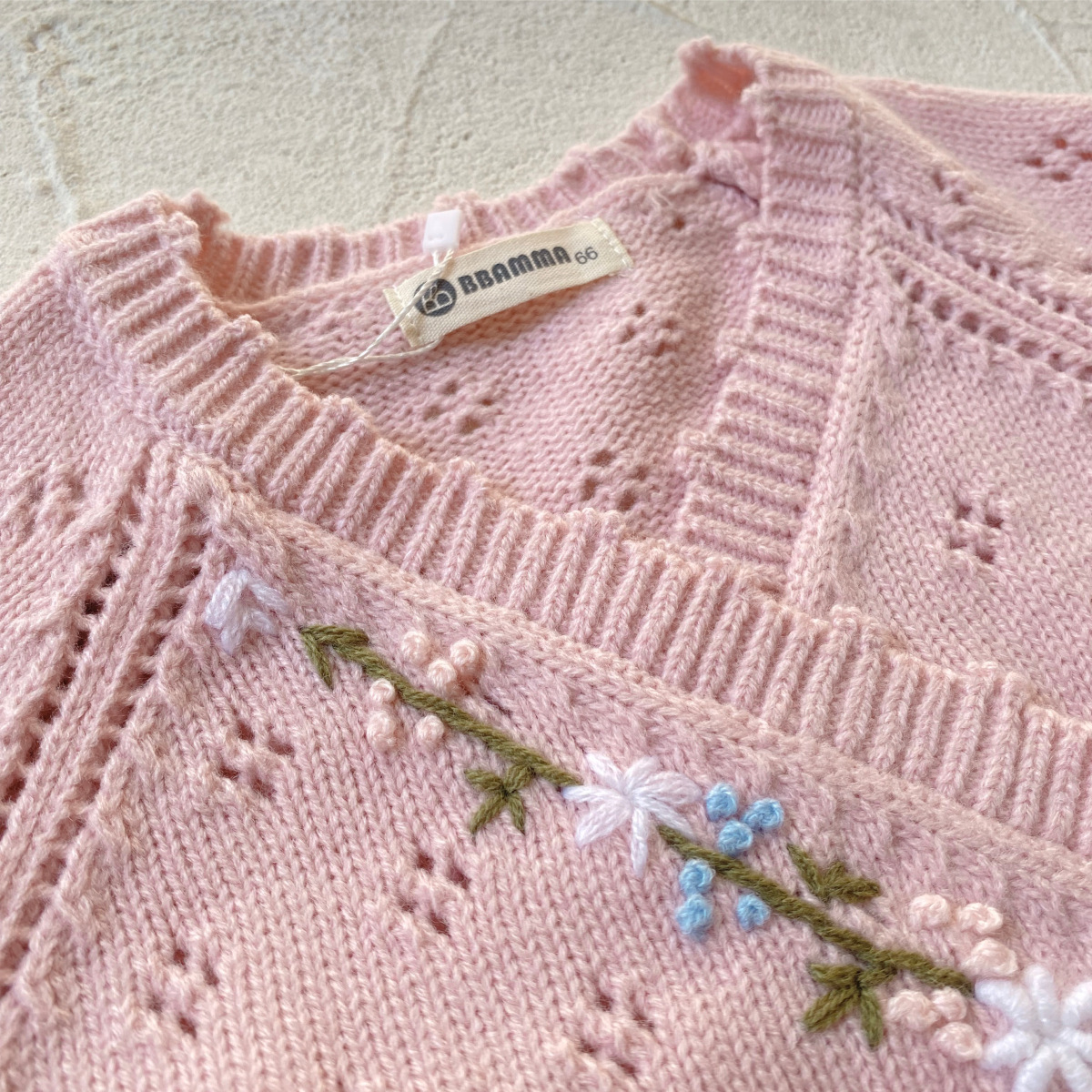 Baby Girls Floral Embroidered Sweater Bodysuit