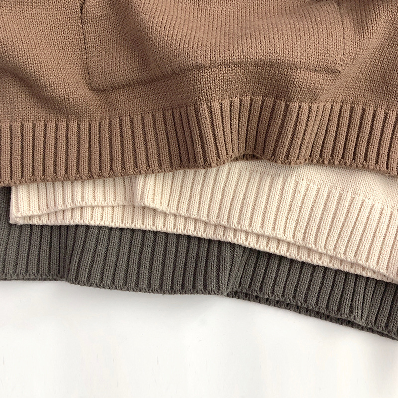 Kid Solid Color Hooded Knitted Sweater