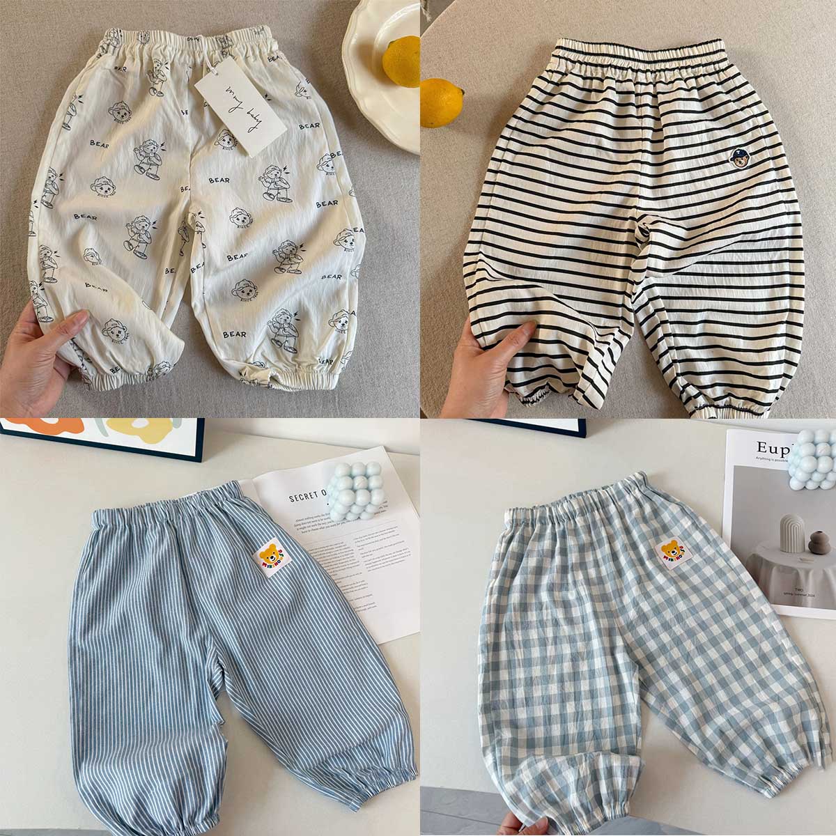 Baby Stripe Plaid Casual Pants