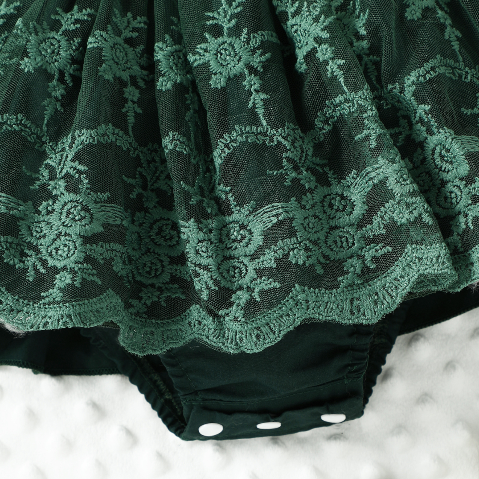 Baby Feather Sleeves Lace Skirted Bodysuit