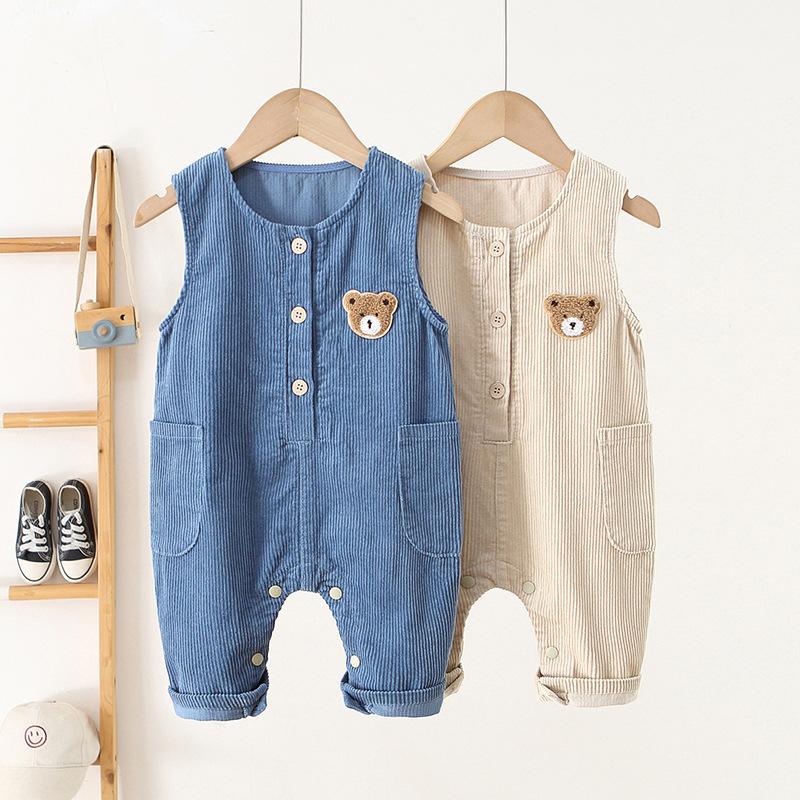 Baby Toddler Bear and Smile Fleecing Overalls