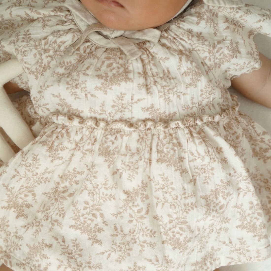 Baby Floral Skirted Beige Bodysuit