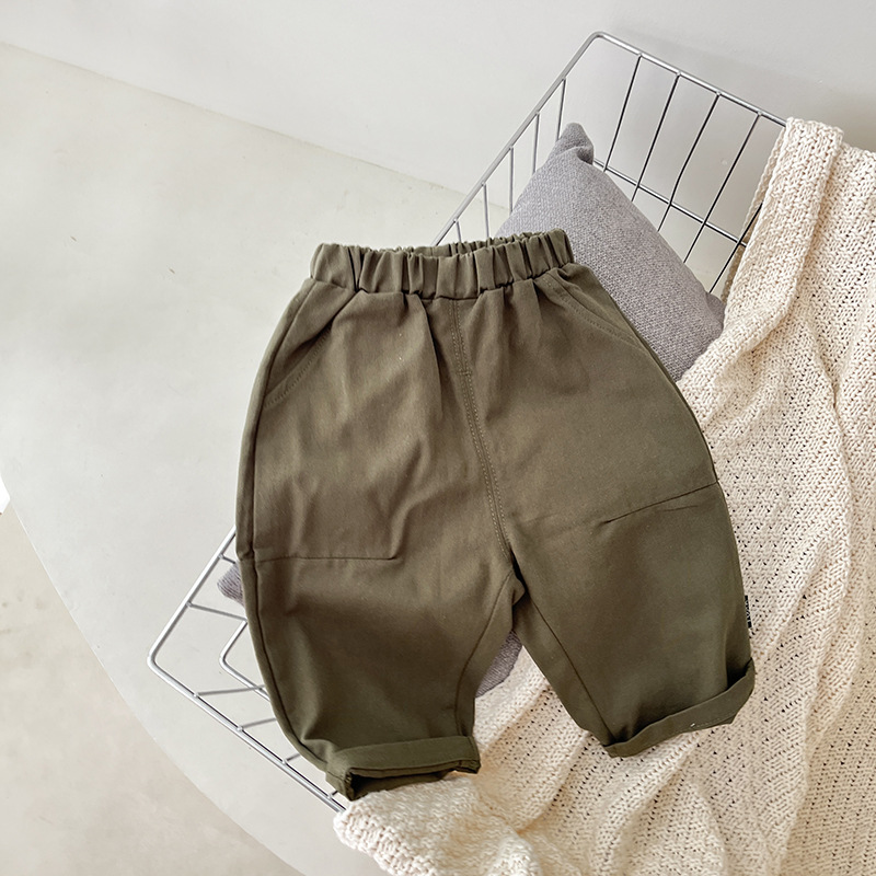 Baby Boy Solid Color Worker Loose Pants