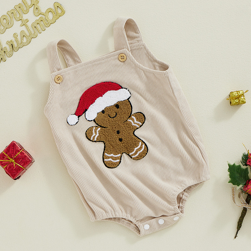 Baby & Christmas Embroidered Suspender Bodysuit