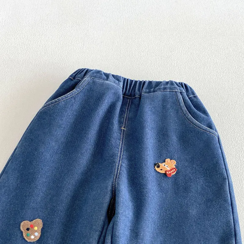 Baby & Kids Thick Vintage Denim Cartoon Pants