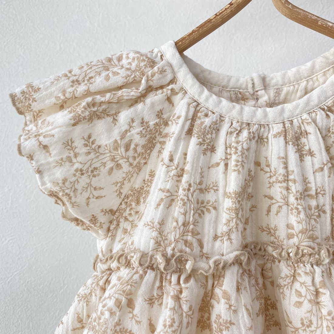 Baby Floral Skirted Beige Bodysuit