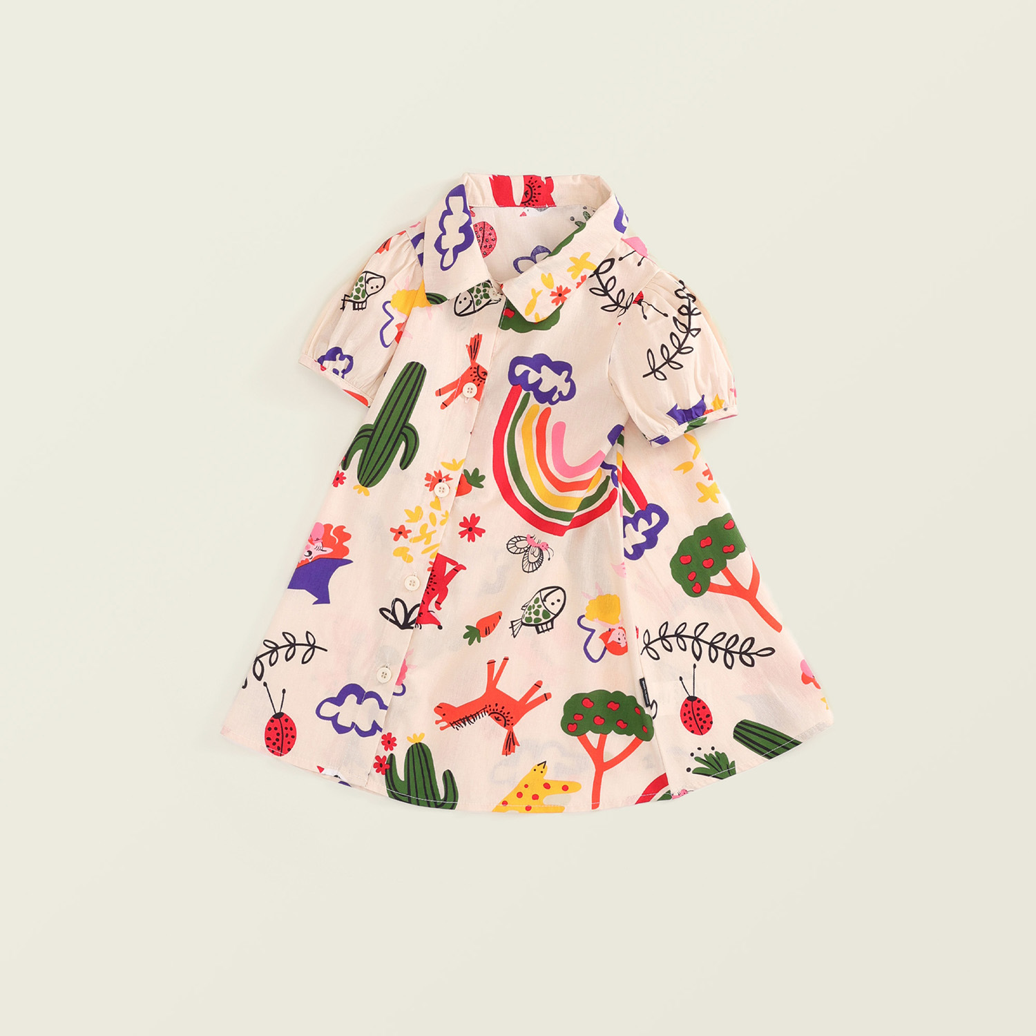 Kid Girl Animal Cactus Rainbow Pattern Dress