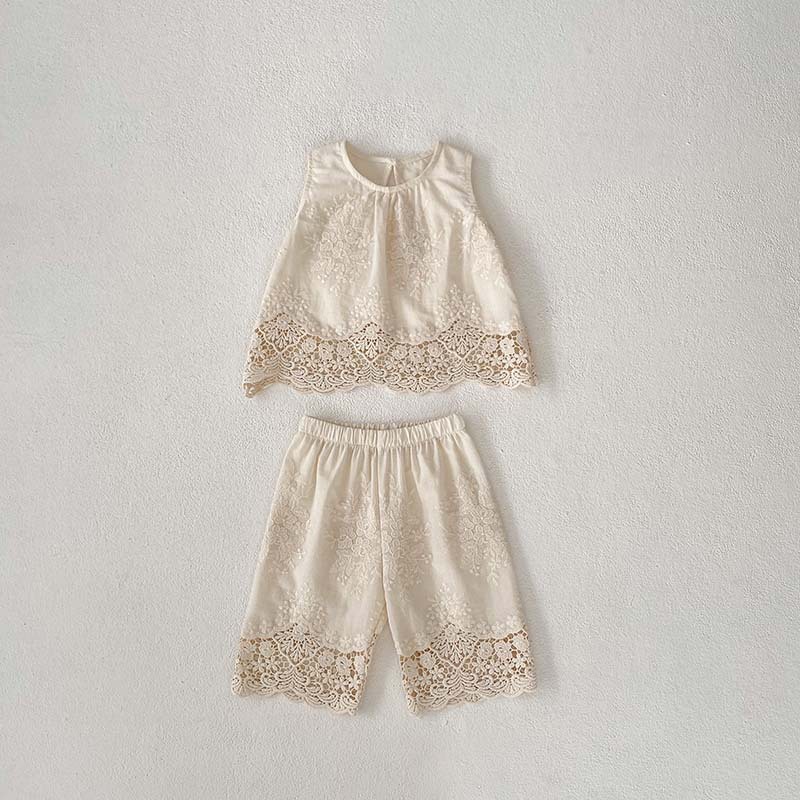 Baby 2-Piece Lace Sleeveless Casual Set