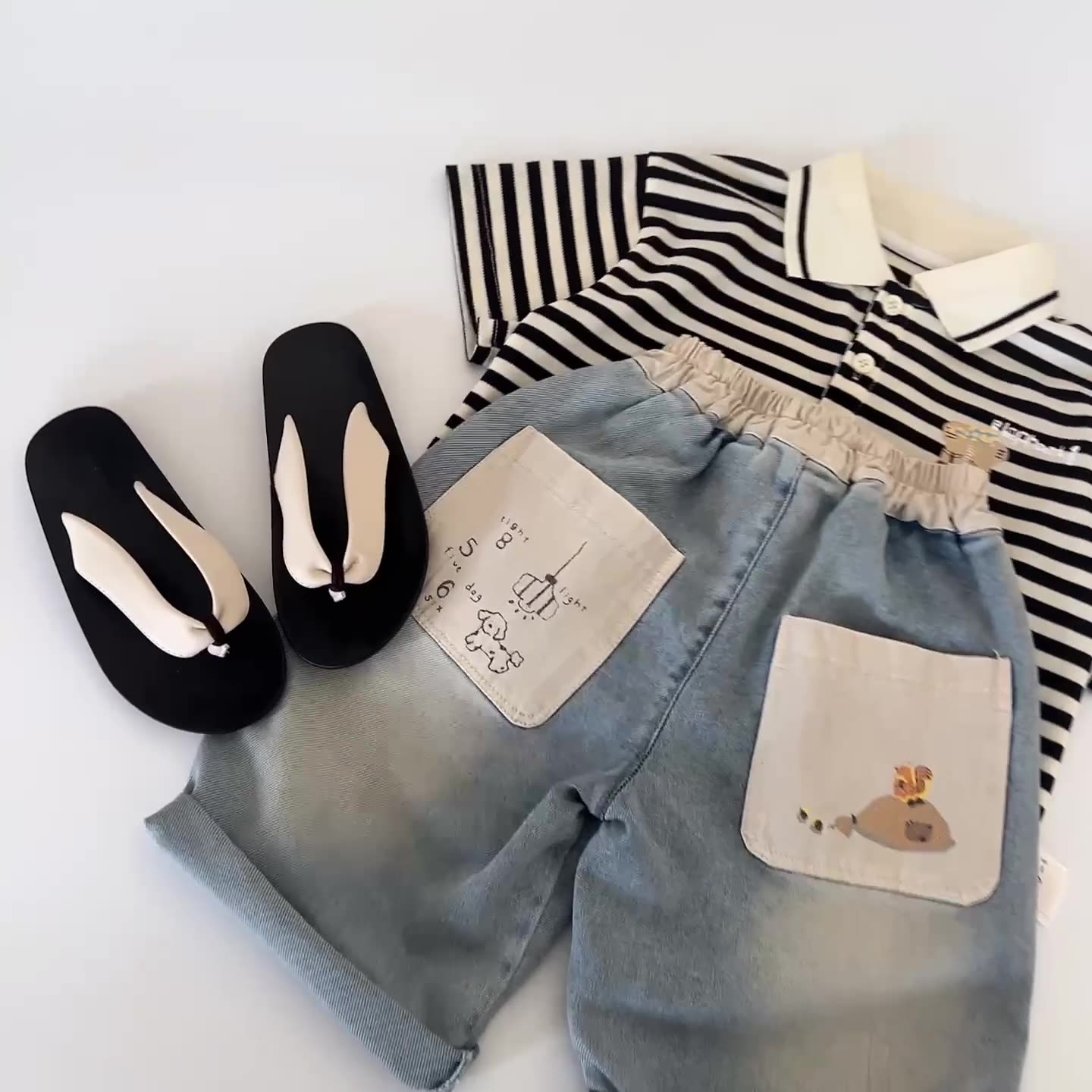 Toddler Boy Contrast Color Casual Loose Jeans