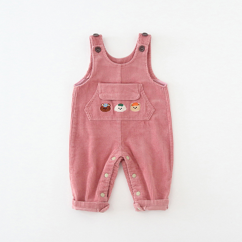 Baby Toddler Three Bear Embroidered Overalls