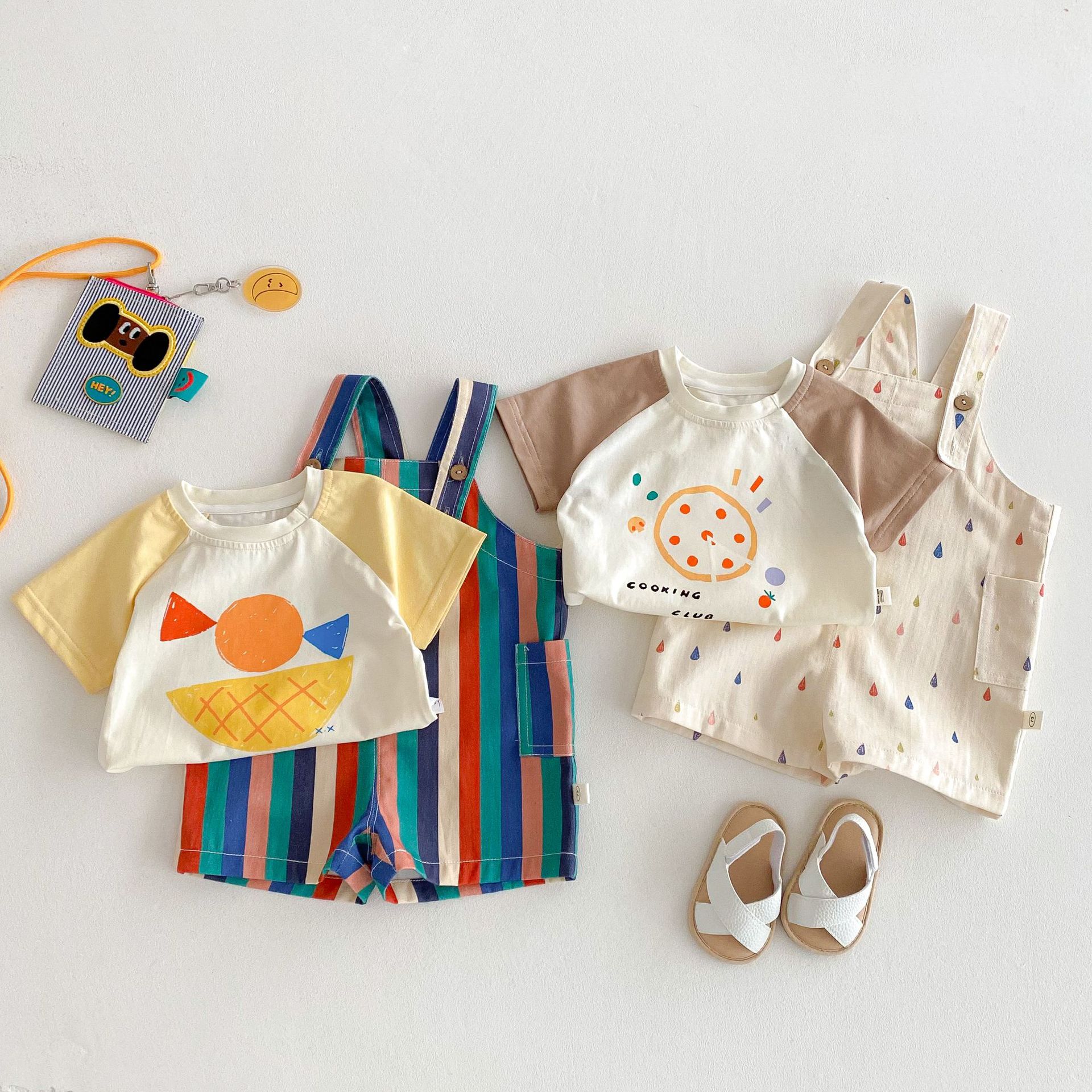 Baby Polka Dot Stripes Overalls Shorts