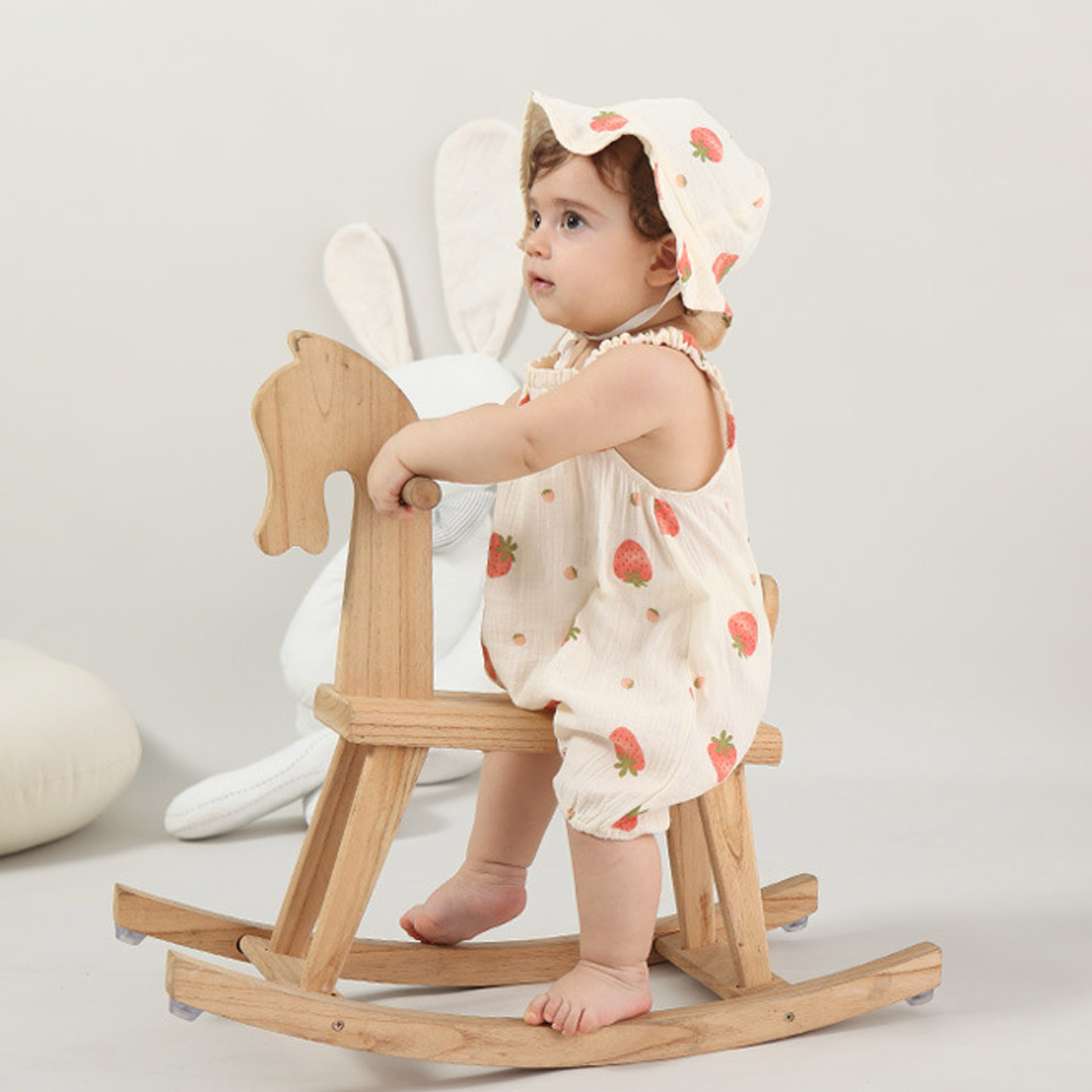Baby Strawberry White Romper With Hat