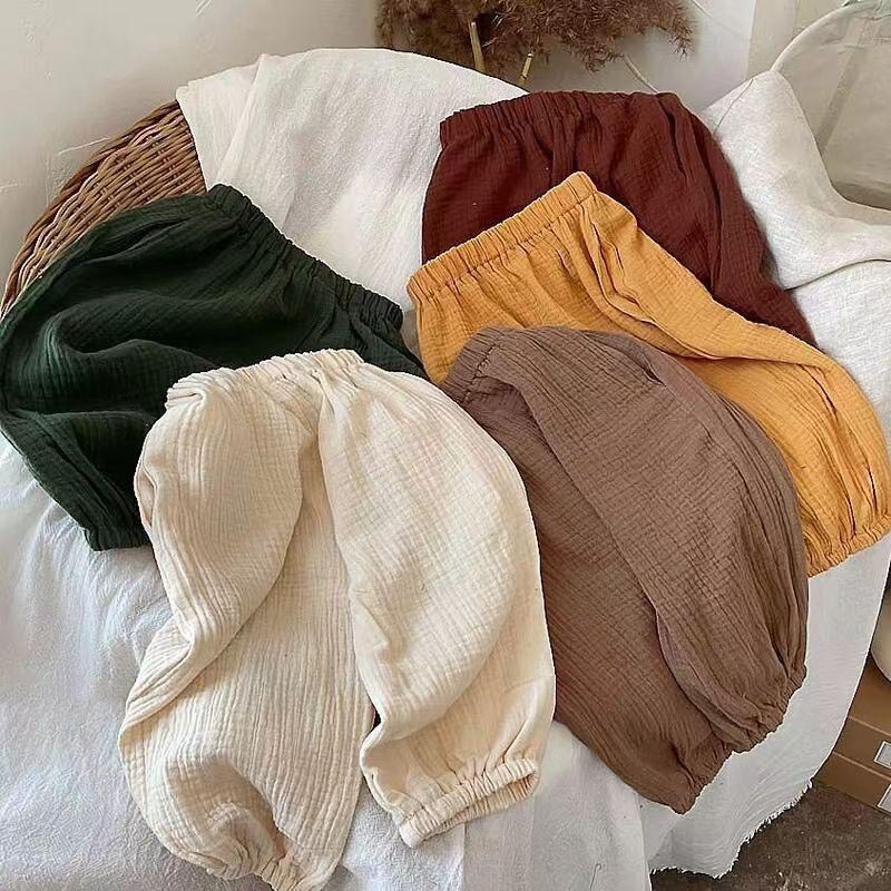 Toddler Gauze Solid Color Simple Pants
