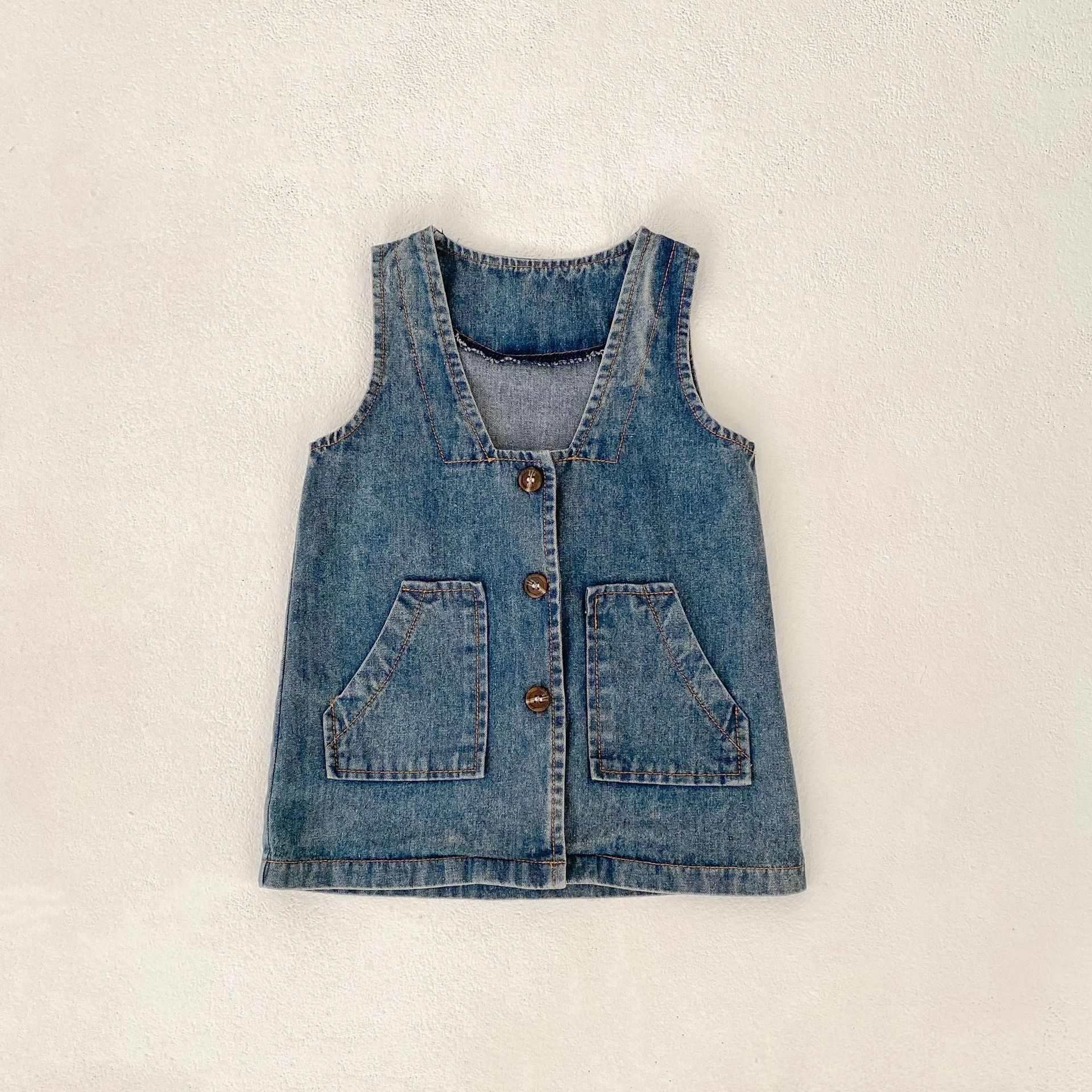 Baby Girl Denim Double Pocket Dress