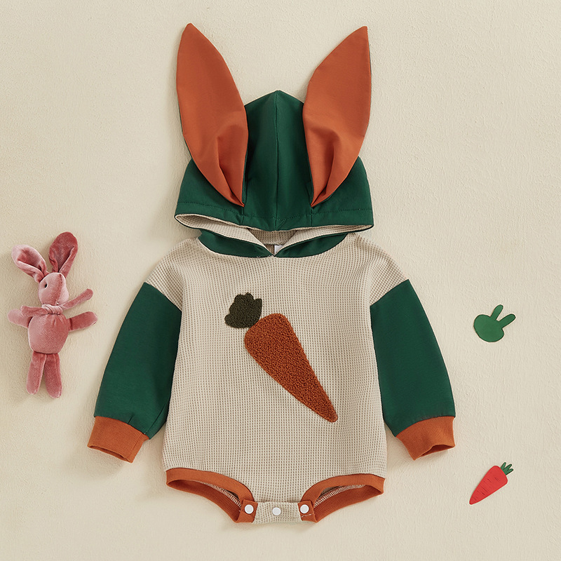 Baby 3D Rabbit Carrot Embroidered Bodysuit