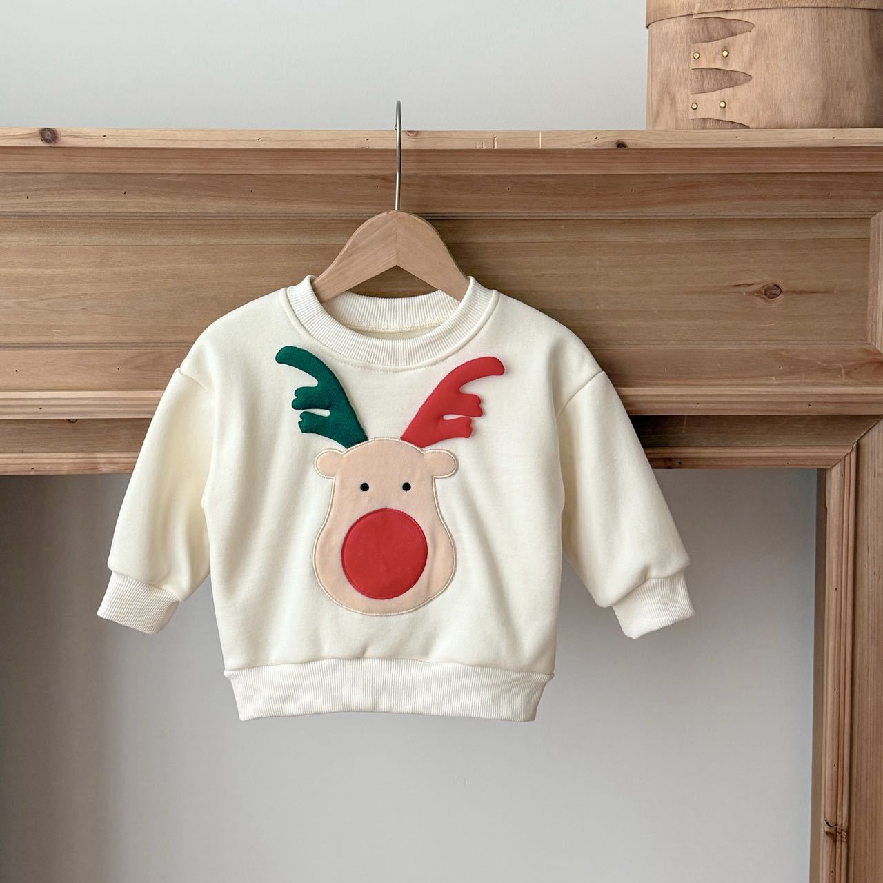 Baby & Kids Christmas Reindeer Embroidered Round Neck Sweatshirt