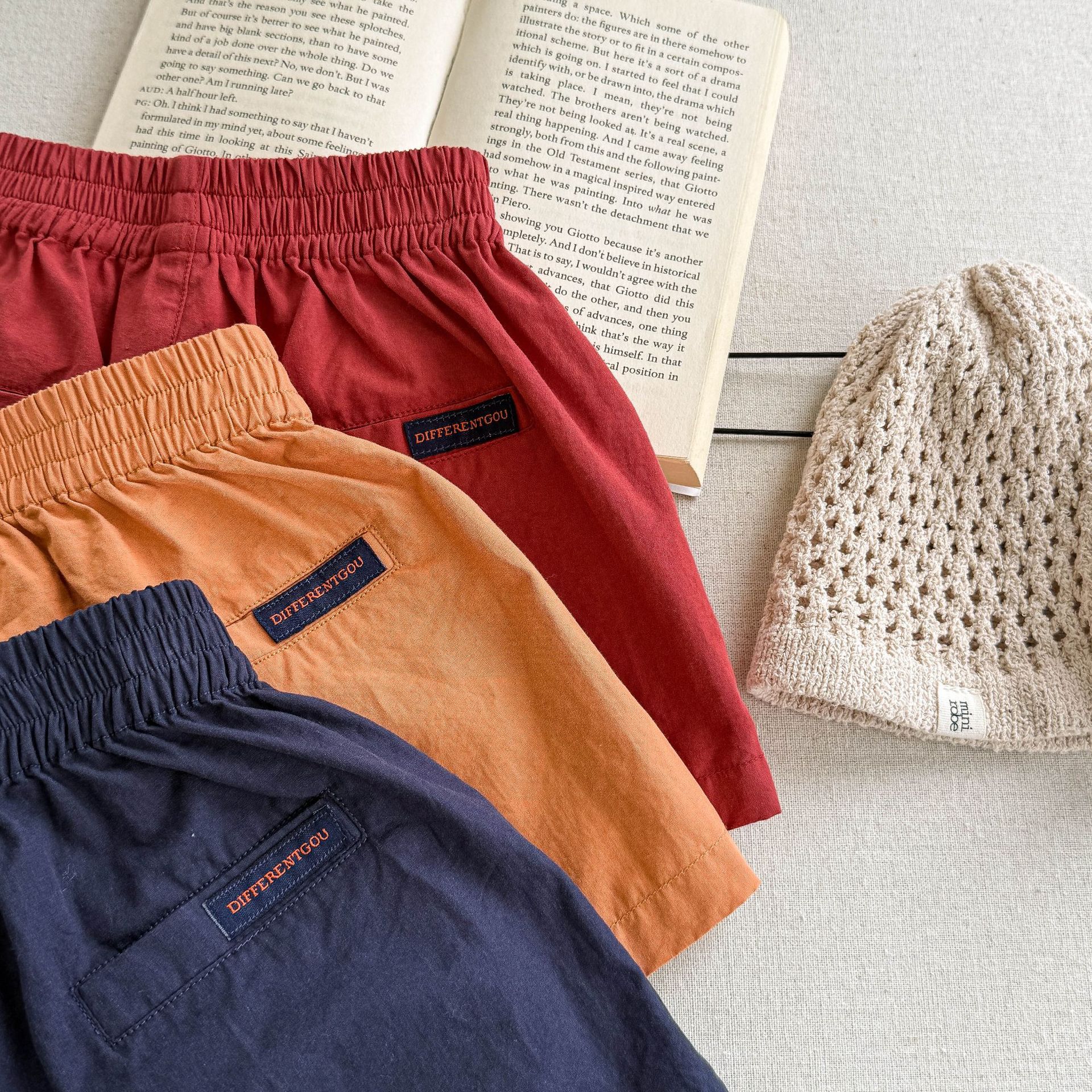 Toddler Penguins Embroidery Contrast Shorts