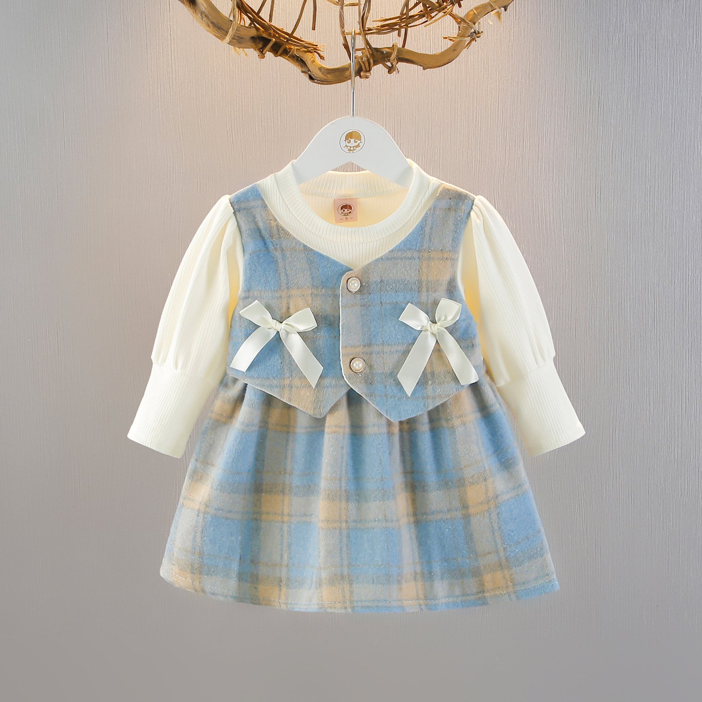 Baby Toddler Bow Plaid Dress