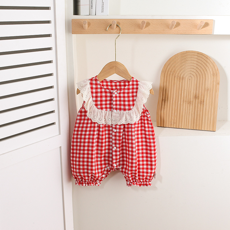 Baby Girl Plaid Sleeveless Romper