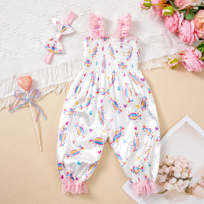 Baby Allover Flower Overalls with Headband
