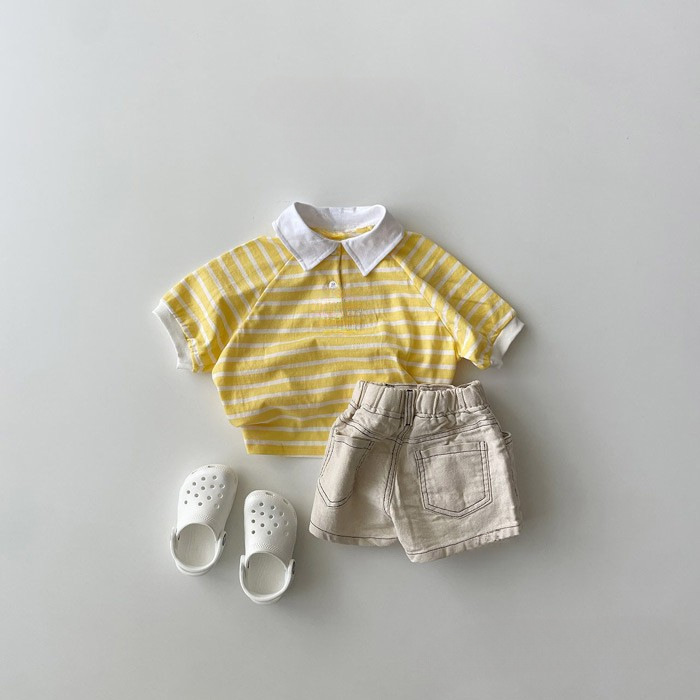 Baby Toddler White Lapel Striped T-Shirt