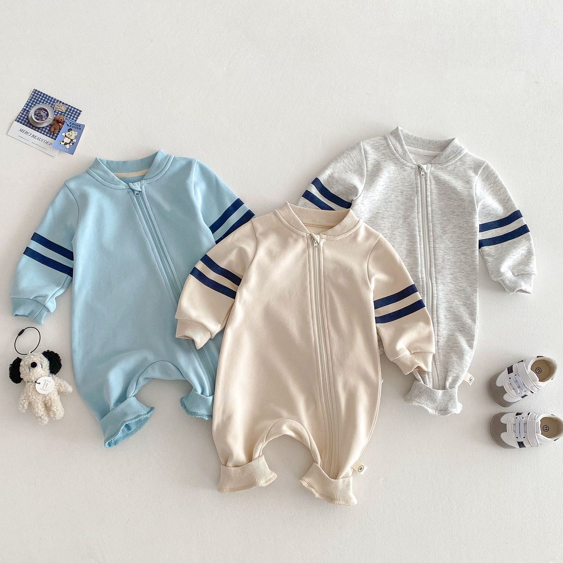 Baby Baseball Collar Jumpsuit