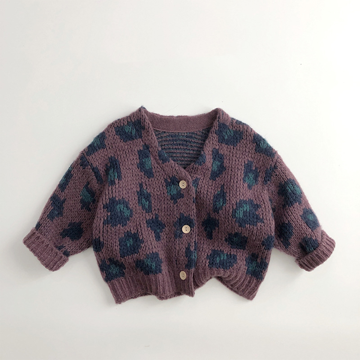 Kid Leopard Print Cardigan Sweater