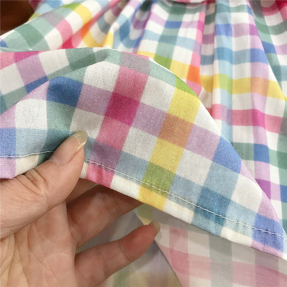 Toddler Girl Lace-Up Colorful Plaid Dress