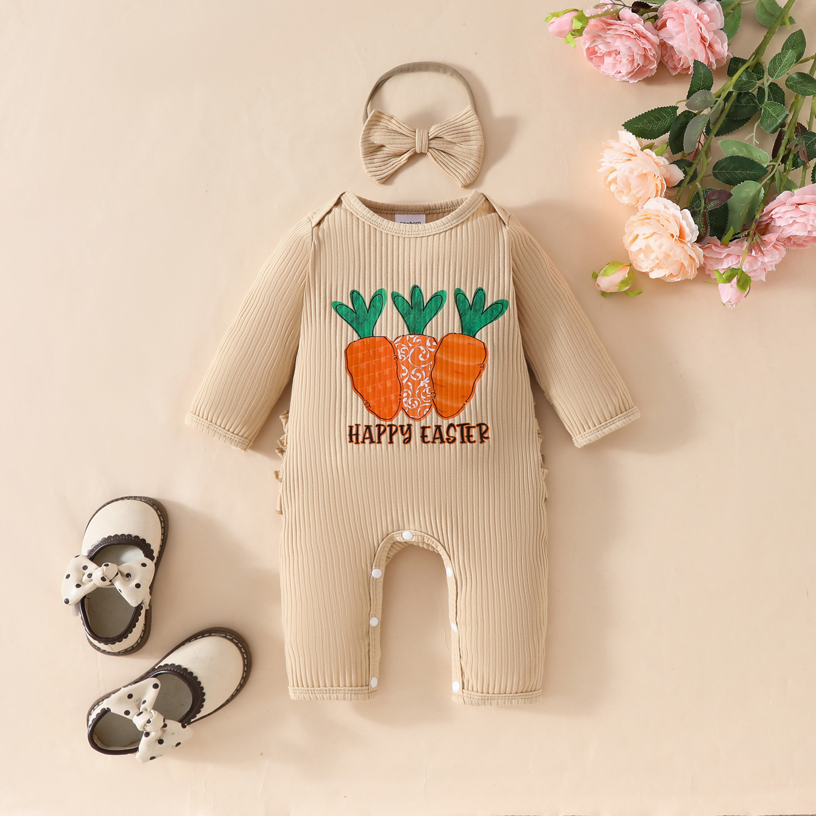 Baby Newborn Carrot Embroidery Onesie
