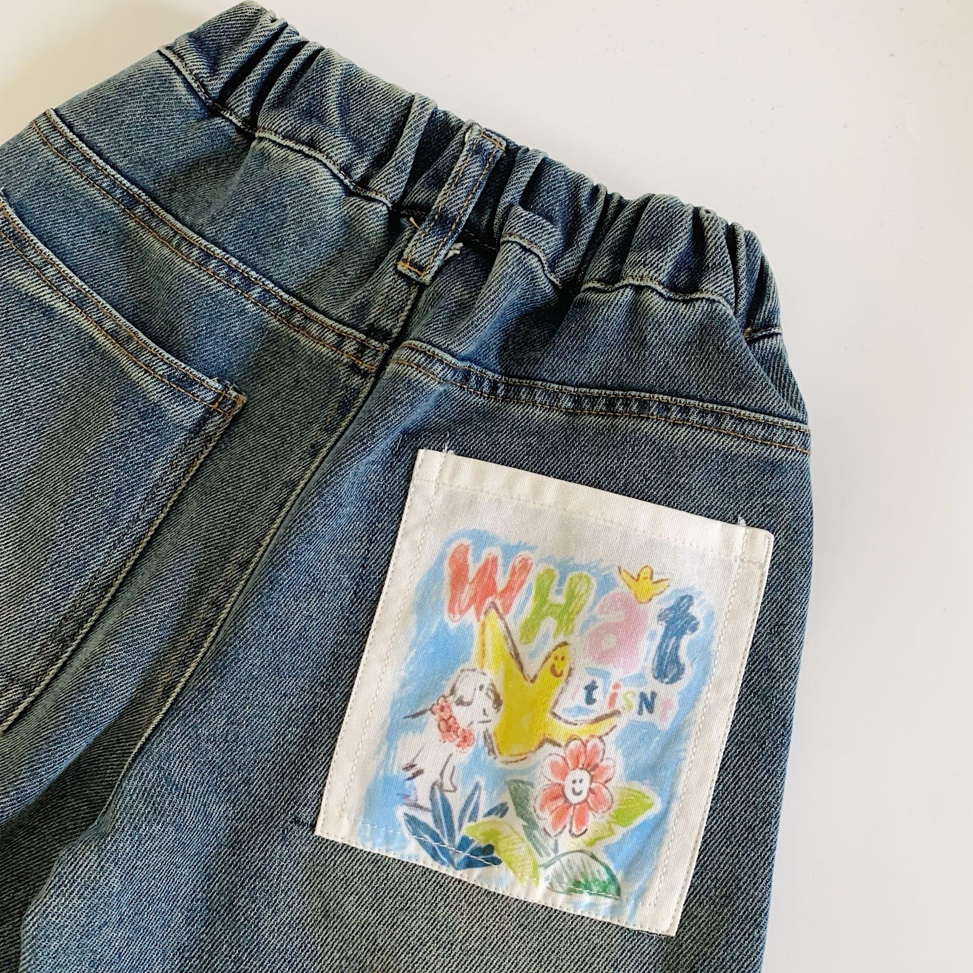 WHAT Kids Contrast Pocket Casual Jeans