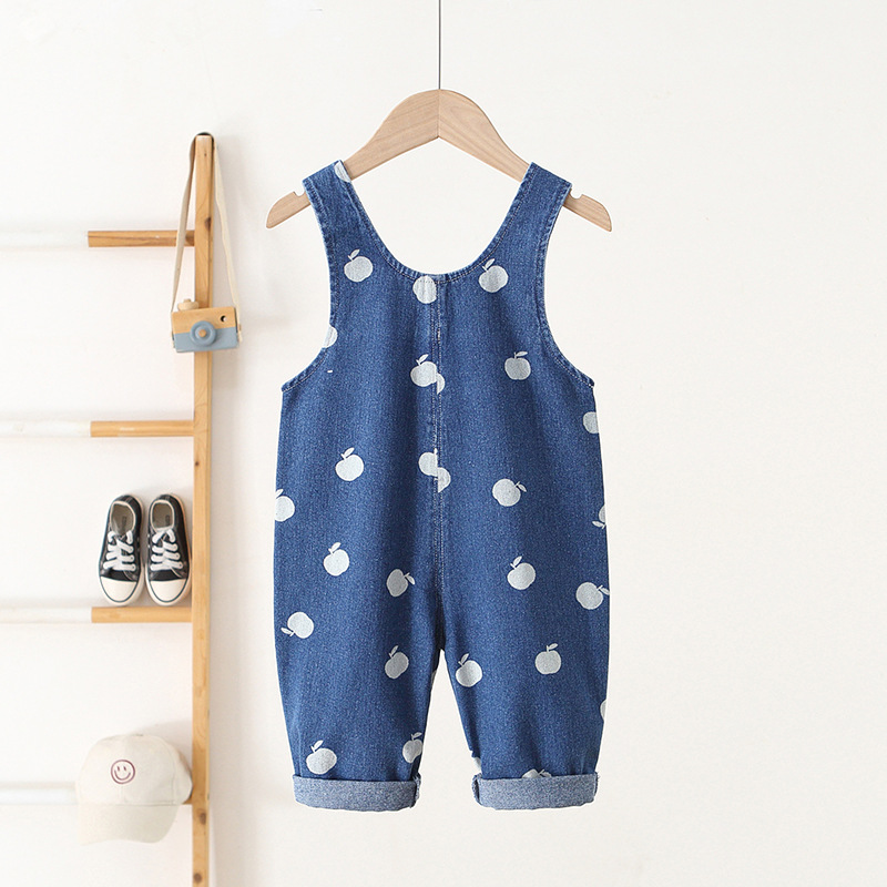 Baby Toddler Apple Denim Overalls