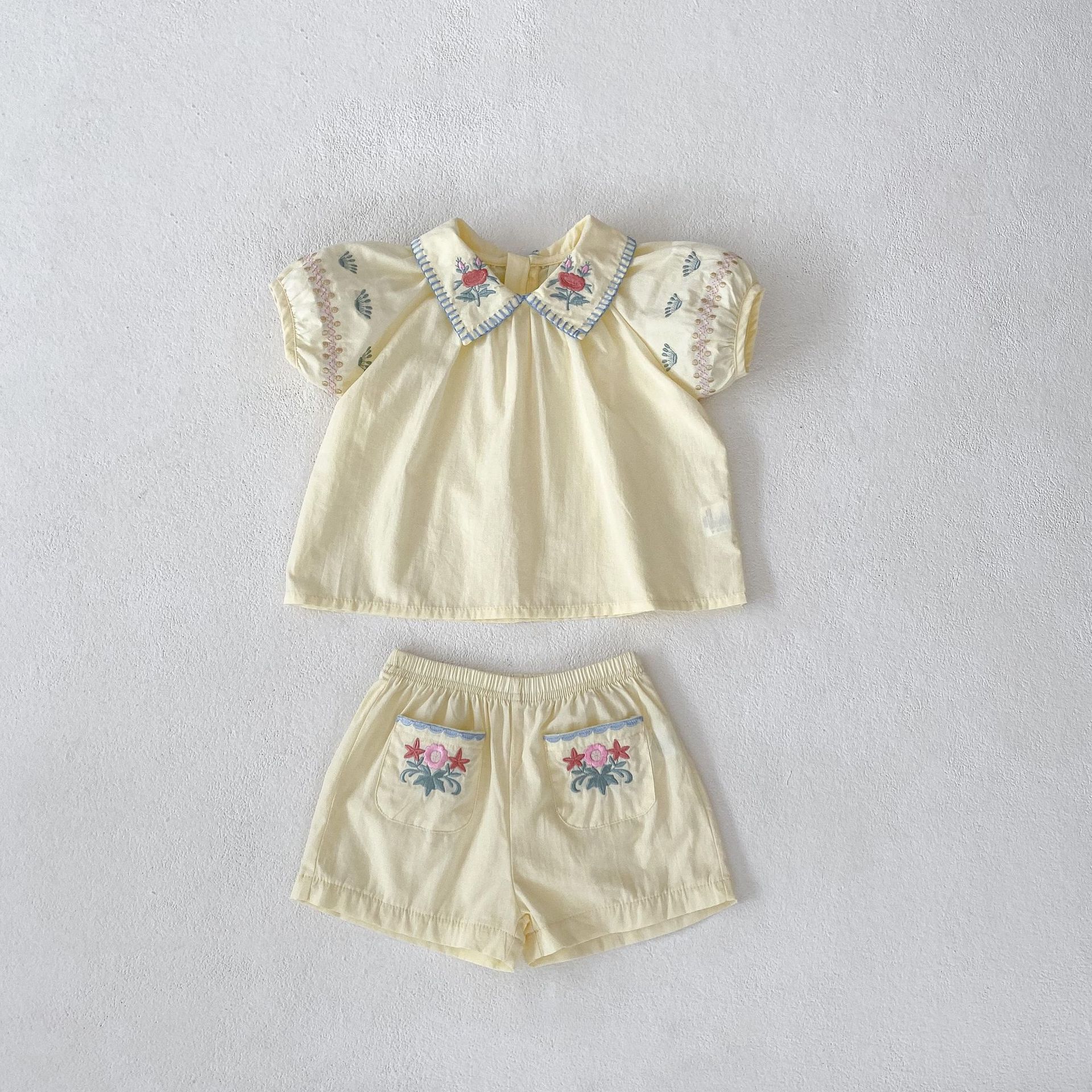 Baby 2-Piece Embroidered Flower Rustic Apricot Set