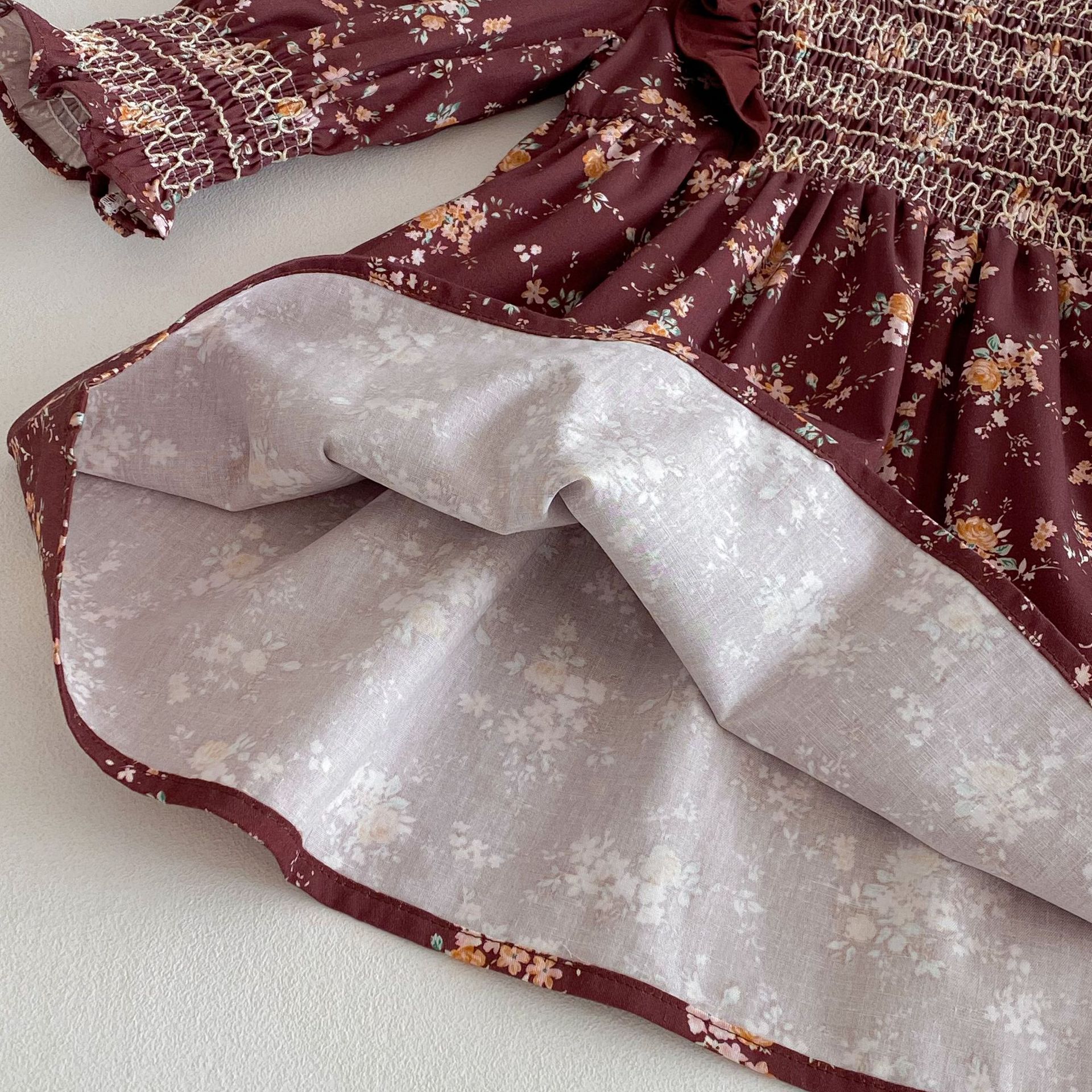 Toddler Girl Red Vintage Handmade Floral Dress