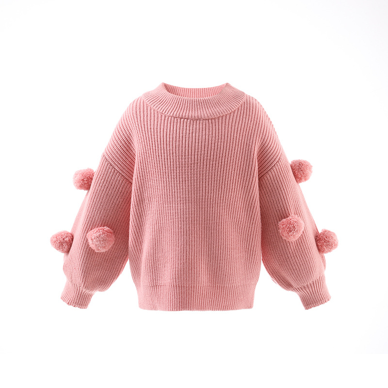 Kids Solid Color Sweet 3D Dot Knitted Sweater