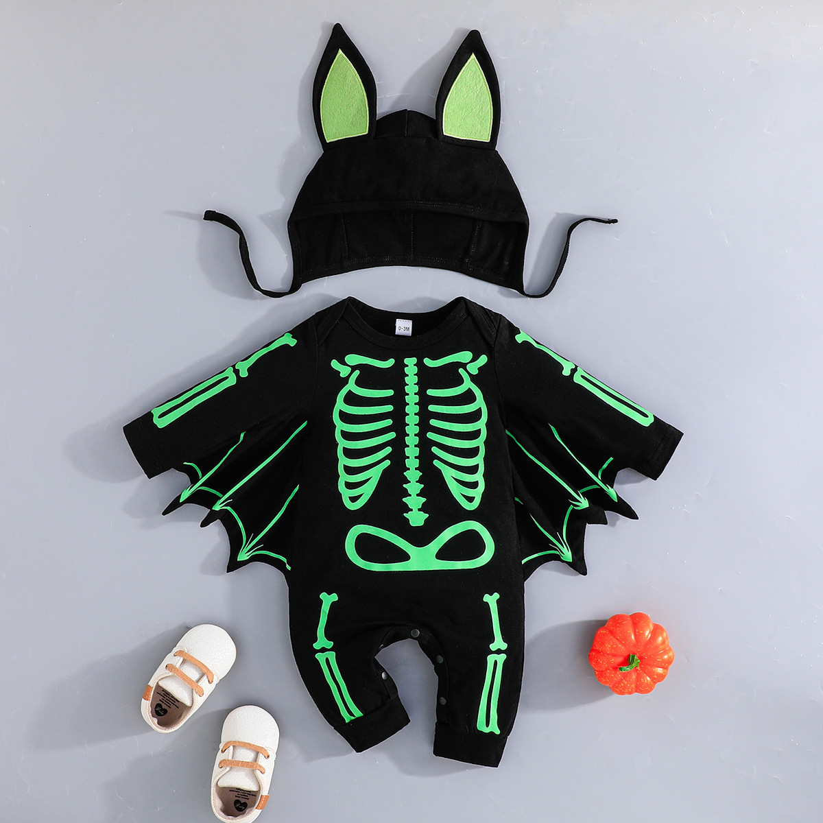 Baby Halloween Bat Shaped Romper with Hat