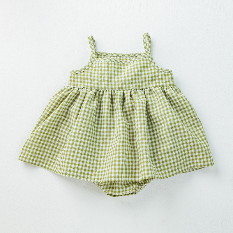 Baby Plaid Skirted Suspender Bodysuit